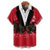 Christmas Couple Outfit Bell Snowflake 3D Print Crossover Belt Dress and Shirt Set - Rouge S | US 4