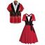 Christmas Couple Outfit Bell Snowflake 3D Print Crossover Belt Dress and Shirt Set - Rouge S | US 4
