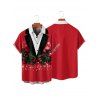 Christmas Couple Outfit Bell Snowflake 3D Print Crossover Belt Dress and Shirt Set - Rouge S | US 4