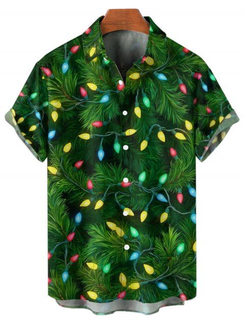 Chemise de vacances pour homme, chemise boutonnée à imprimé éléments de sapin de Noël