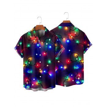 Christmas Couple Outfit Lightning Chains Print Dress and Shirt Set