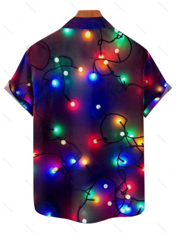 Chemise de Noël pour homme, imprimé chaîne éclair, boutonnée - Noir 5XL