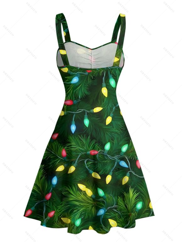 Robe de vacances à imprimé éléments de sapin de Noël et col en cœur - PLANT GREEN XXXXXL | US 20