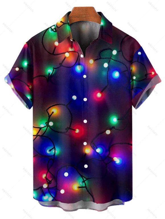 Christmas Couple Outfit Lightning Chains Print Dress and Shirt Set - Noir S | US 4