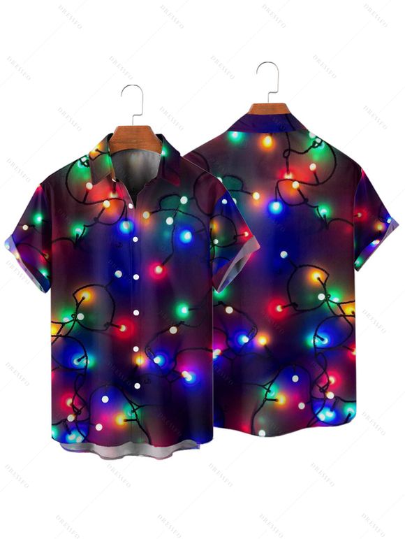 Christmas Couple Outfit Lightning Chains Print Dress and Shirt Set - Noir S | US 4