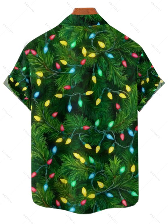 Holiday Couple Outfit Christmas Tree Elements Print Dress and Shirt Set - PLANT GREEN S | US 4