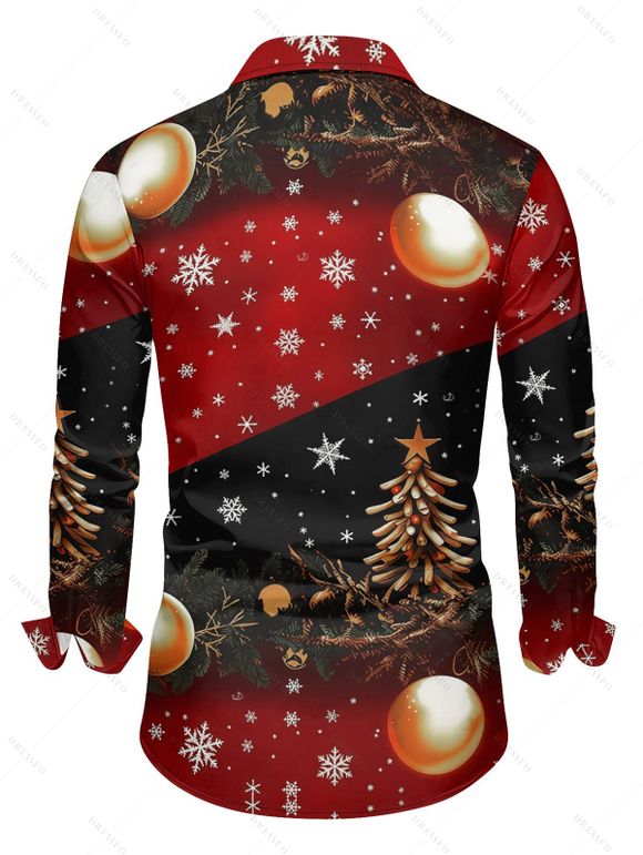 Holiday Couple Outfit Snowflake Christmas Tree Print Belt Dress and Shirt Set - Noir S | US 4