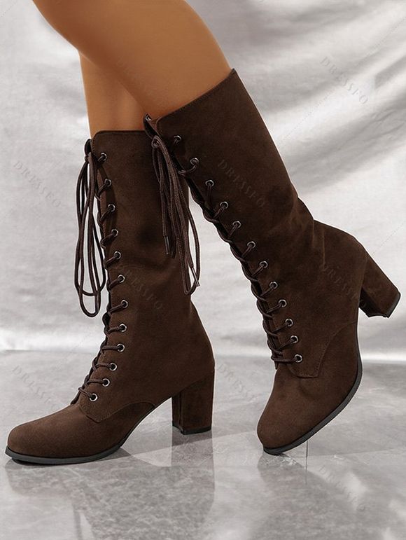 Women Outfit Ethnic Print Skew Neck O Ring Knitted Dress and Earrings Boots Set - café S | US 4