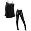 Women Outfit Solid Color Faux Pearl Crossover Sweater and Buckle Leggings Set - Noir S | US 4