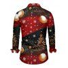 Chemise de vacances pour homme à manches longues avec imprimé sapin de Noël et flocons de neige - Rouge 5XL