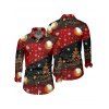 Chemise de vacances pour homme à manches longues avec imprimé sapin de Noël et flocons de neige - Rouge 5XL