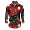 Chemise de vacances pour homme à manches longues avec imprimé sapin de Noël et flocons de neige - Rouge 5XL