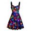 Robe de Noël à imprimé flocon de neige, froncée, pour les fêtes - Noir XXXXXL | US 20