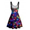 Robe de Noël à imprimé flocon de neige, froncée, pour les fêtes - Noir XXXXXL | US 20
