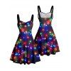 Robe de Noël à imprimé flocon de neige, froncée, pour les fêtes - Noir XXXXXL | US 20