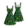 Robe de vacances à imprimé éléments de sapin de Noël et col en cœur - PLANT GREEN XXXXXL | US 20