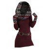 Women Outfit Ethnic Print Skew Neck O Ring Knitted Dress and Earrings Boots Set - Rouge Vineux S | US 4