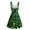 Holiday Couple Outfit Christmas Tree Elements Print Dress and Shirt Set - PLANT GREEN S | US 4