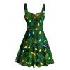 Holiday Couple Outfit Christmas Tree Elements Print Dress and Shirt Set - PLANT GREEN S | US 4