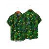 Holiday Couple Outfit Christmas Tree Elements Print Dress and Shirt Set - PLANT GREEN S | US 4