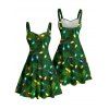 Holiday Couple Outfit Christmas Tree Elements Print Dress and Shirt Set - PLANT GREEN S | US 4