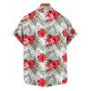 Chemise de vacances pour homme à motif de fleurs d'hibiscus, boutonnée et retroussée, à manches courtes, décontractée - Rouge S