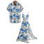 Vacation Couple Outfit Hibiscus Floral Leaf Pattern Geometric Lace Panel Hollow Out Long Dress and Button Up Shirt Casual Matching Outfit - Rouge S | US 4