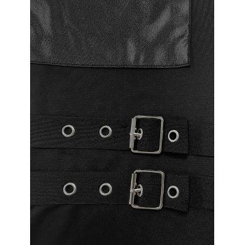 Gothic Outfit Solid Color Lace Up Zip Top and Zipper Buckle Leggings Set