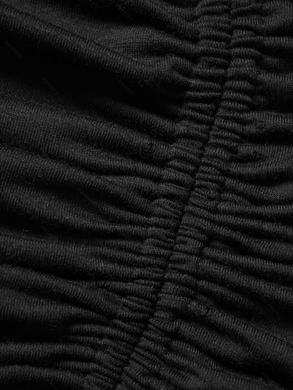 Women Outfit Lace Up Hoodie Top and Zipper Buckle Leggings Set - Noir S | US 4