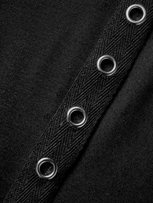 Women Outfit Lace Up Hoodie Top and Zipper Buckle Leggings Set - Noir S | US 4