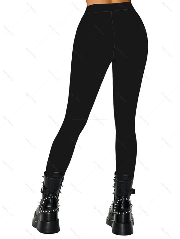 Women Outfit Solid Color Turtleneck Dress 3D Print Leggings and Hair Claw Set - Gris S | US 4