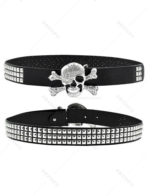 Women Outfit Turtleneck Dress Skulls Print Leggings and Belt Earrings Set - Noir S | US 4