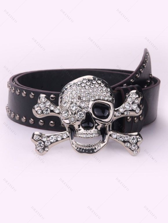 Women Outfit Turtleneck Dress Skulls Print Leggings and Belt Earrings Set - Noir S | US 4