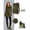 Pull à Capuche Long Zippé Ceinturé Bouclé à Talon Epais - Vert profond M | US 6