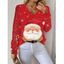 Christmas Knitwear Top Santa Claus Snowflake Print Hollow Out Sweater - RED S | US 4