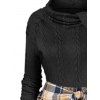 Robe en tricot à carreaux avec boutons et nœud papillon - Noir L | US 8-10