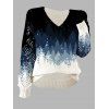 Pull ajouré à imprimé flocon de neige et sapin de Noël - Bleu de Minuit XL | US 12