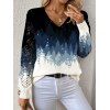 Pull ajouré à imprimé flocon de neige et sapin de Noël - Bleu de Minuit XL | US 12