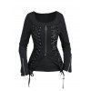 Gothic Outfit Solid Color Lace Up Zip Top and Zipper Buckle Leggings Set - Noir S | US 4