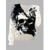 Women Outfit Skull Print Knitted Sweater and Zipper Buckle Leggings Set - Noir S | US 4