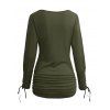 Women Outfit Solid Color Ruched Cinched Top and Zipper Buckle Leggings Set - Vert Armée S | US 4