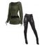 Women Outfit Solid Color Ruched Cinched Top and Zipper Buckle Leggings Set - Vert Armée S | US 4