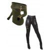 Women Outfit Off the Shoulder Mock Button Sweater and Buckle Leggings Set - Vert Armée S | US 4