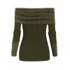 Women Outfit Off the Shoulder Mock Button Sweater and Buckle Leggings Set - Vert Armée S | US 4