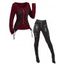 Gothic Outfit Solid Color Lace Up Zip Top and Zipper Buckle Leggings Set - Rouge Vineux S | US 4