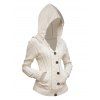 Women Outfit Cable Knit Hooded Cardigan and Zipper Buckle Leggings Set - Blanc S | US 4