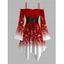 Robe de Noël à imprimé flocon de neige ombré, volants, lacets, ceinture, mouchoir - Rouge XXL | US 14