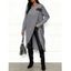 Haut en tricot long de couleur unie, pull à bretelles avec boucle et superposition - Gris XL | US 12
