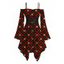 Robe de Noël à carreaux et flocons de neige, volants, mouchoir, lacets, ceinture - Rouge XXL | US 14