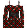 Robe de Noël à carreaux et flocons de neige, volants, mouchoir, lacets, ceinture - Rouge XXL | US 14